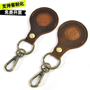 AirTag复古真皮定位器追踪器保护套防丢保护壳锁匙钥匙扣定制LOGO