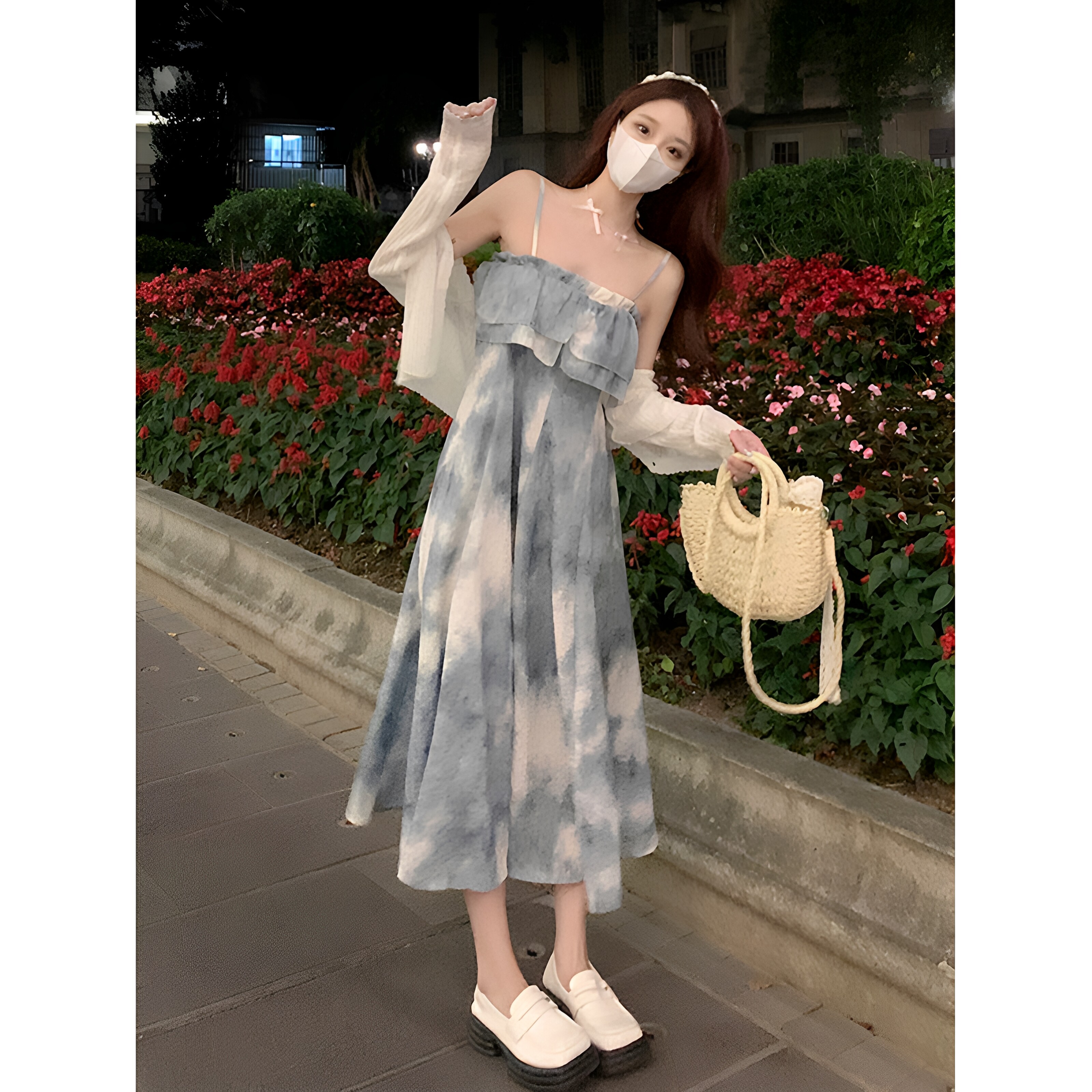 夏季法式甜辣吊带仙女裙套装