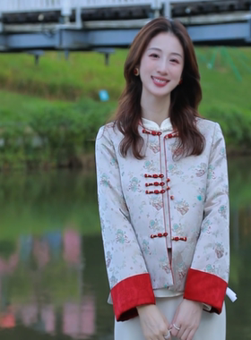 财神喵 时尚冬季中式气质复古加厚加棉保暖外套6909