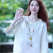 气质衬衫 百搭复古宽松圆领中式 5914 夏季 时尚