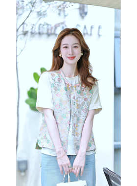 《莫奈花园》时尚宋锦中国风气质新中式复古百搭马甲2503
