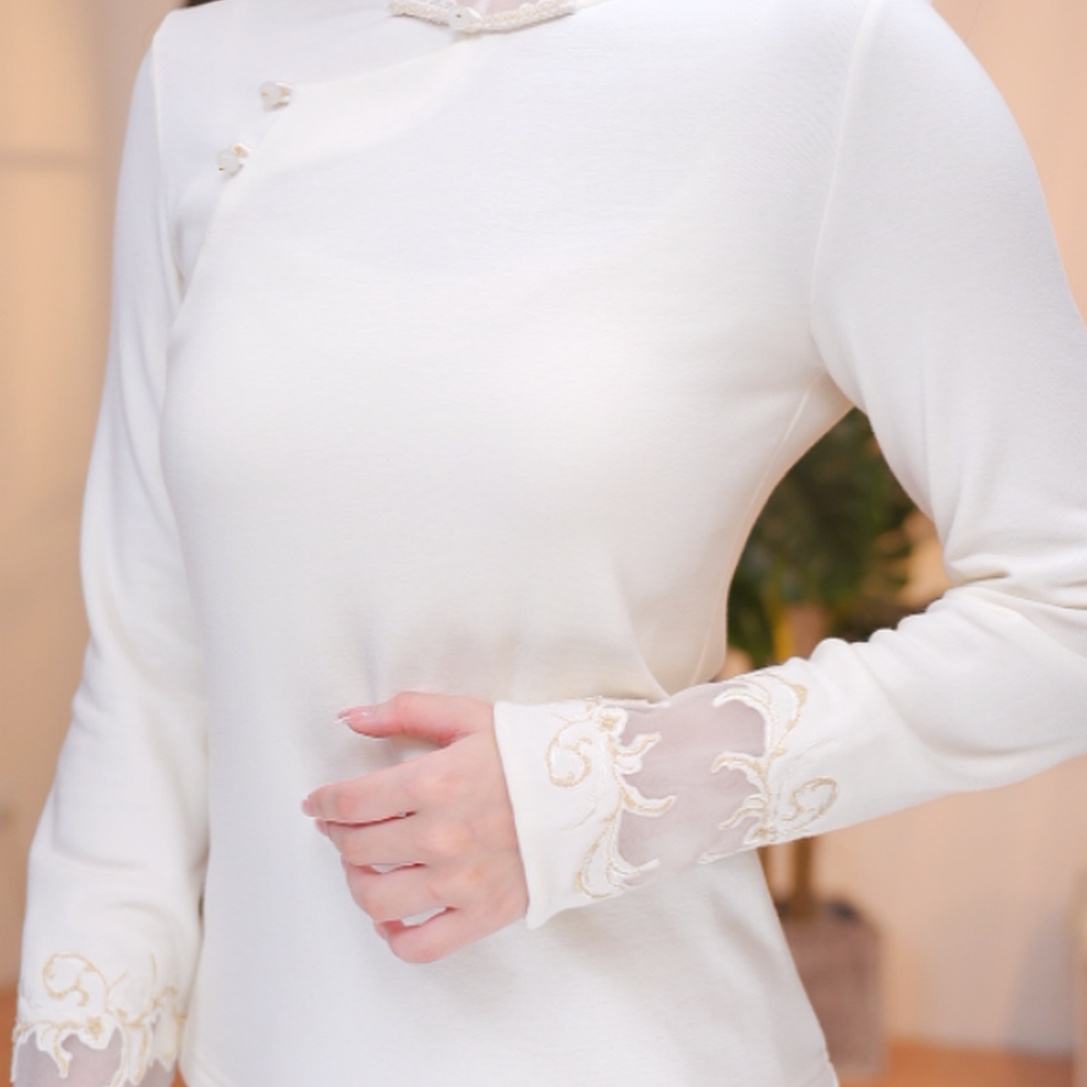 2025年秋季新中式拱门镂空花边百搭气质衬衫6434