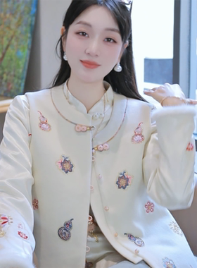 2025年秋冬款时尚中国风气质百搭羊毛双面穿马甲6799