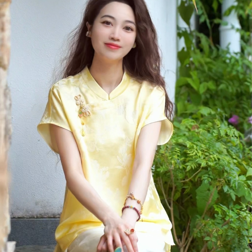 《婷婷定制》2026夏季新款国潮风气质百搭短袖衬衫8336