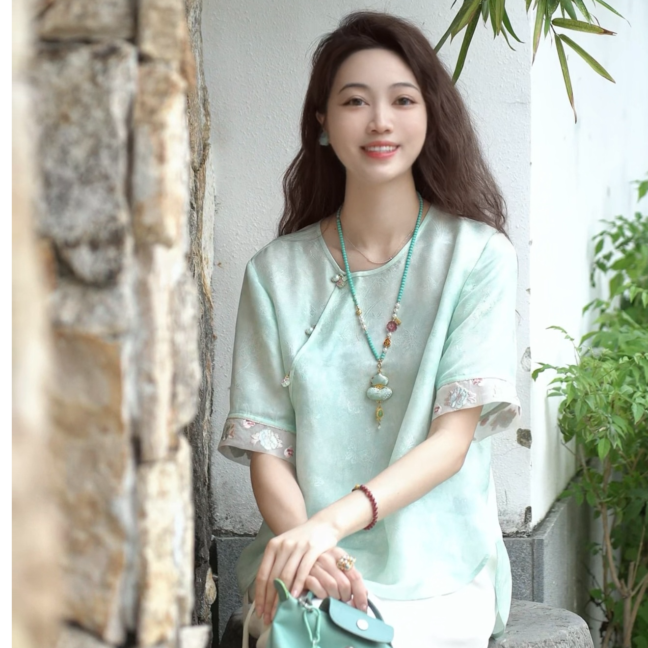《婷婷定制》时尚夏季百搭显瘦宽松气质提花短袖衬衫0222