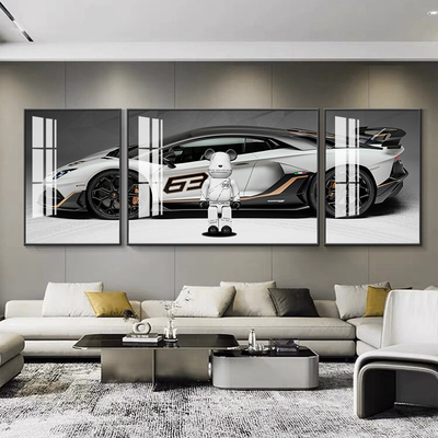 客厅轻奢暴力熊汽车装饰画