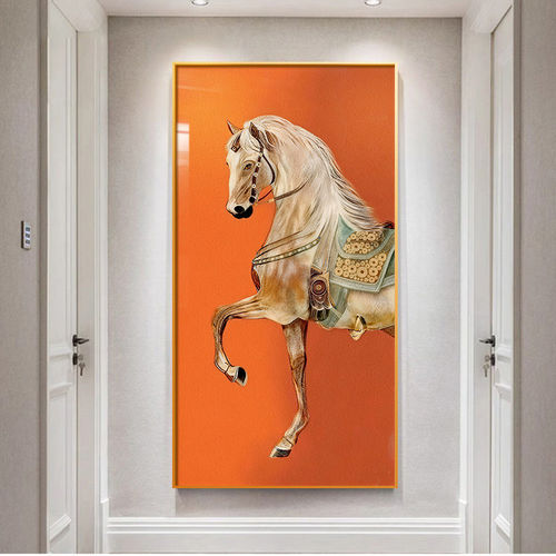 马到成功挂画现代简约玄关装饰画入户进门挂画高级感走廊过道壁画
