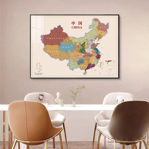 中国省份地图客厅电表箱装饰画