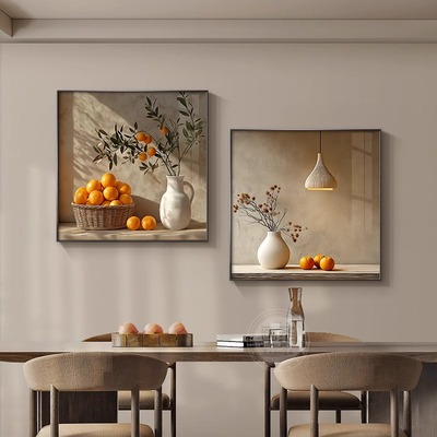 侘寂风柿柿如意餐厅装饰画新中式