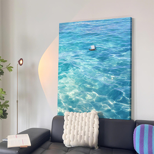 一帆风顺客厅沙发背景墙装饰画大海水波纹玄关挂画简约ins风壁画