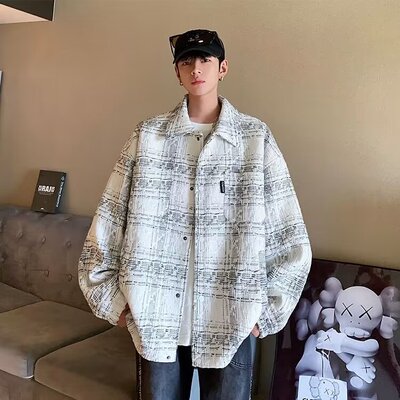 BLACBUK小香风外套男高级感银狐绒大码翻领夹克C105