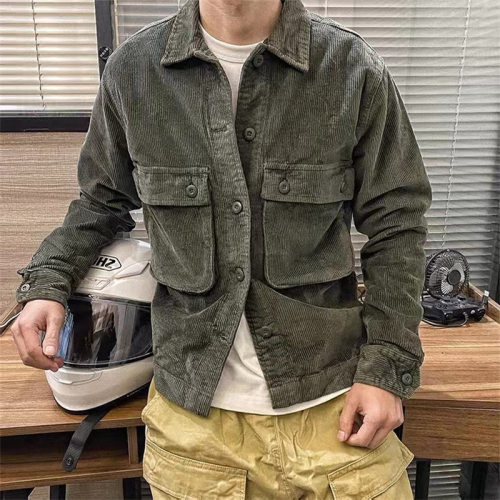 BLACBUK潮牌复古灯芯绒外套男休闲百搭翻领机车服夹克628