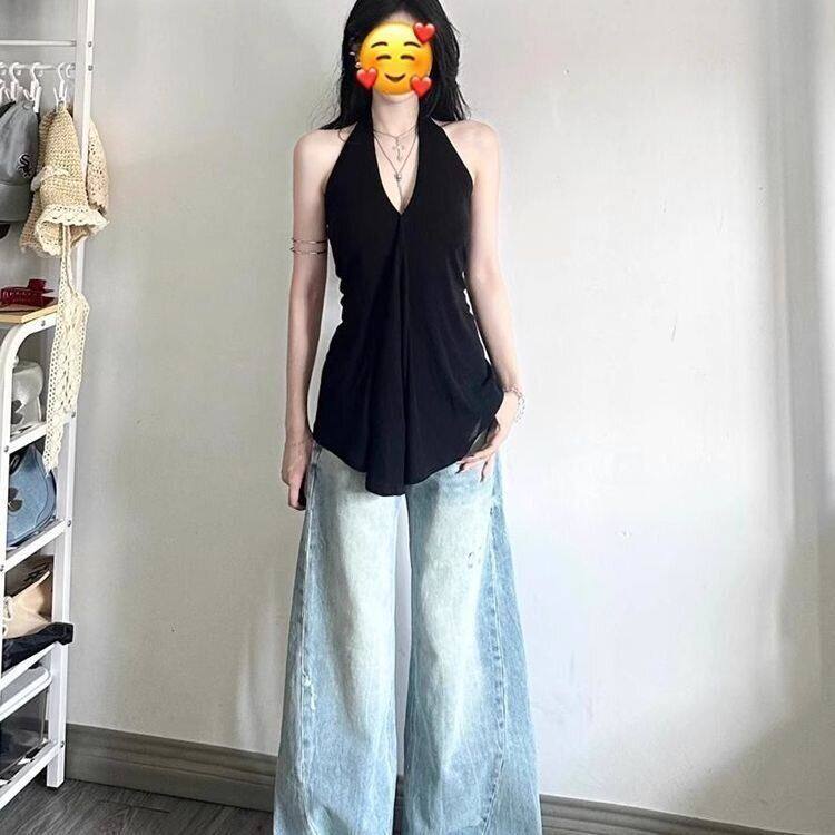 重磅白色圆领短袖t恤女2026新款夏季宽松美式情侣设计感上衣