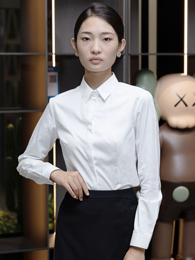 jto暗门襟防走光工作服白色衬衣