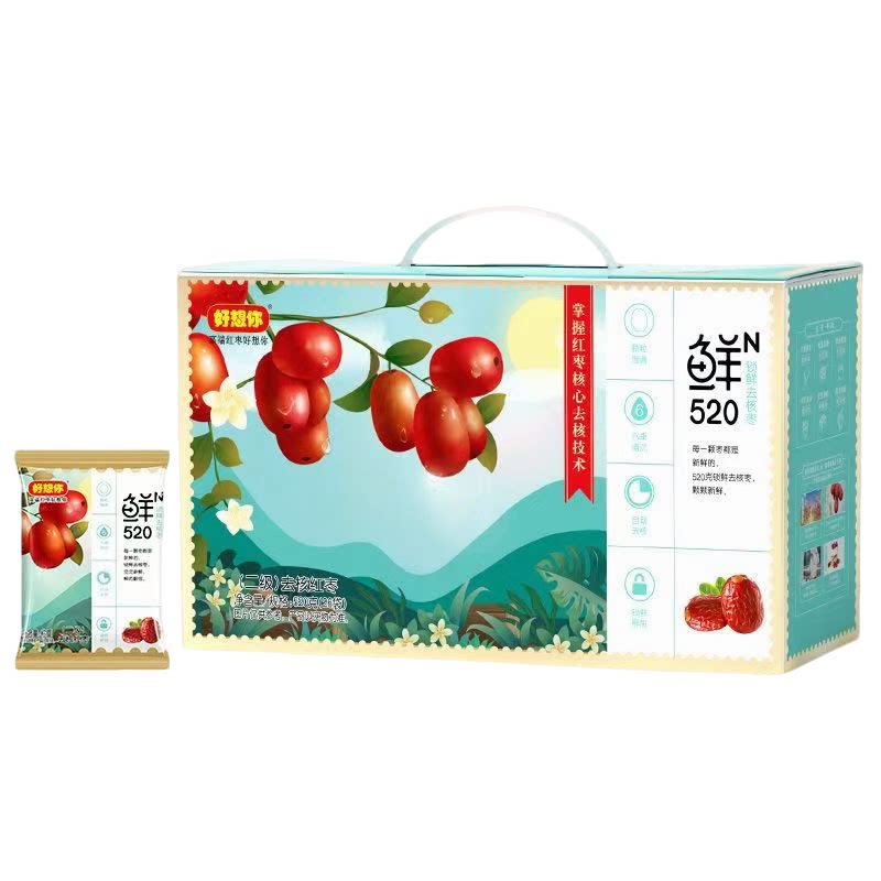 好想你无核枣礼盒520g二级零食特产送礼去核免洗即食新疆灰枣