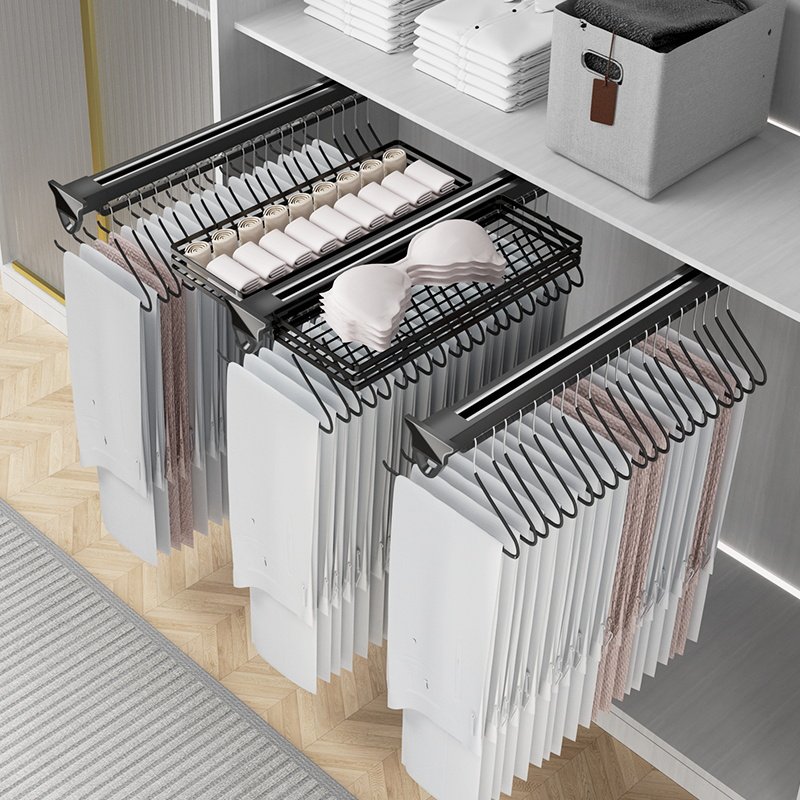 娅奴裤架伸缩滑轨抽拉式镜面款