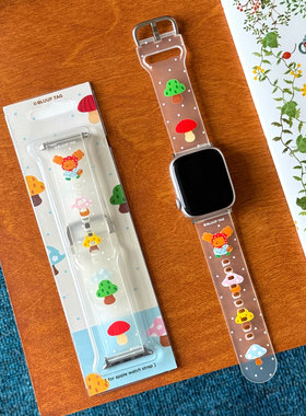 BLUUF TAG原创插画可爱小狗透明苹果手表表带适用于applewatch789
