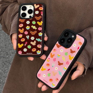 BLUUF 可爱小狗创意滴胶工艺耐脏磨砂黑框tpu手机壳适用苹果iPhone系列15 甜品屋 17promax TAG原创插画