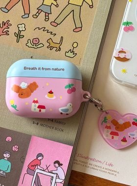 BLUUF TAG原创插画【甜品屋】可爱小狗创意设计airpods进口韩国菲林硬壳磨砂质感适用苹果无线耳机壳