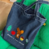 BLUUF TAG可爱小狗刺绣复古牛仔单肩包托特包手提女生通勤休闲包