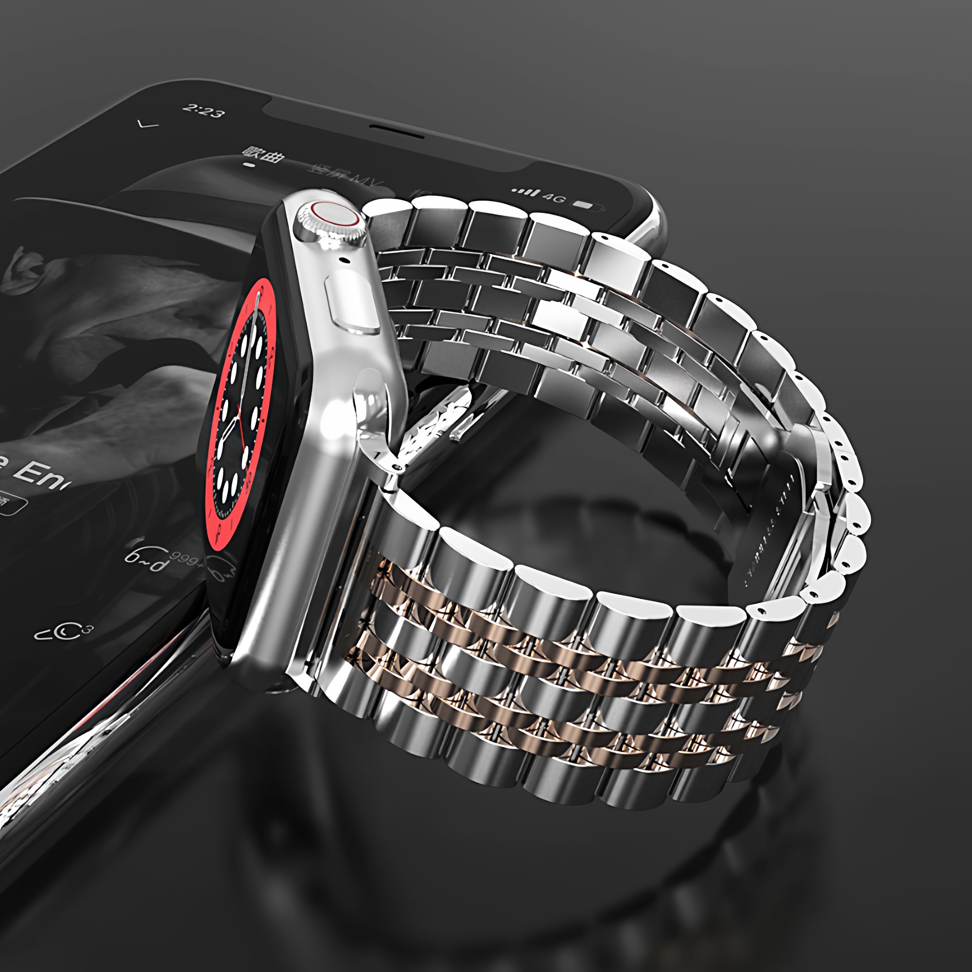 适用iwatch S10表带苹果手表apple watch11表带Ultra2金属3不锈钢iwatch7/6钢带8男女款SE个性高级腕带S9运动