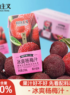 植物主义爽口杨梅汁果汁饮料杨梅汁含NFC果汁整箱装饮品210ml*12