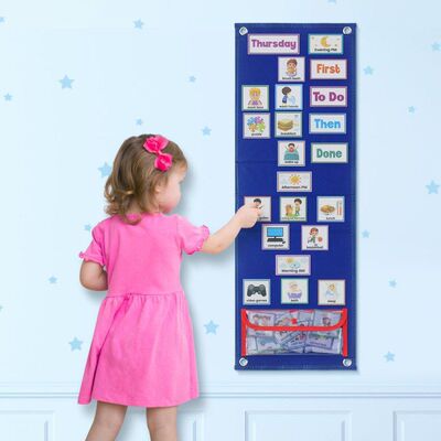 厂家现货可折叠双面可用英语日常计划视觉表kids visual schedule