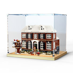 木质底收纳盒适用乐高21330小鬼当家手办亚克力展示盒 透明防尘罩