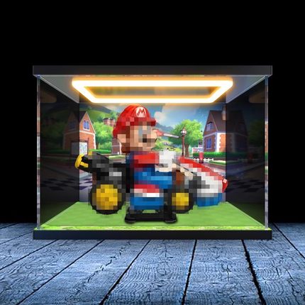 适用 72037马力欧卡丁车积木模型防尘收纳盒亚克力回型灯收纳盒