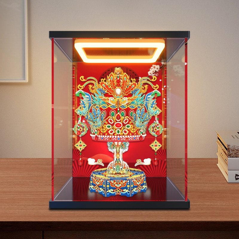 灯光收纳盒适用同趣有凤来仪八音盒凤冠积木新婚礼物透明亚克力