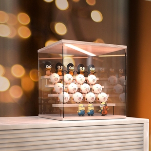 带顶灯立牌收纳展示盒加高亚克力透明摆件盒盲盒乐高手办防尘架子