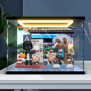 适用APEX明日方舟来份甜点Q版 阿米娅&博士手办 灯光亚克力展示盒