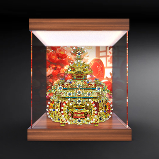 亚克力灯箱款收纳盒适用拼酷十里红妆点翠妆奁3D立体拼图金属模型