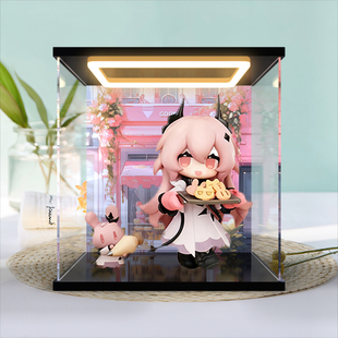 适用明日方舟 来份甜点Q版系列 魔王 手办灯光透明亚克力收纳盒