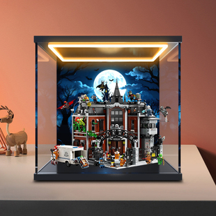 适用76300DC蝙蝠侠阿卡姆疯人院积木潮玩高清亚克力灯光收纳盒