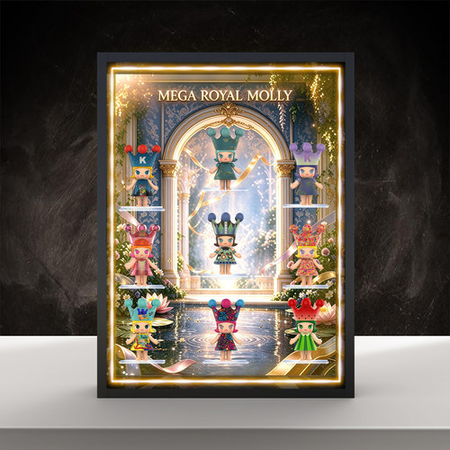 贝格宝适用泡泡玛特MEGA ROYAL MOLLY 100% 周年系列相框收纳盒
