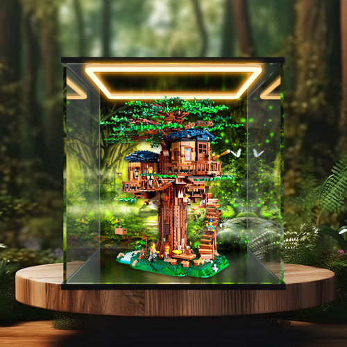 适用乐高21318树屋积木模型盲盒透明手办亚克力收纳回型灯展示盒