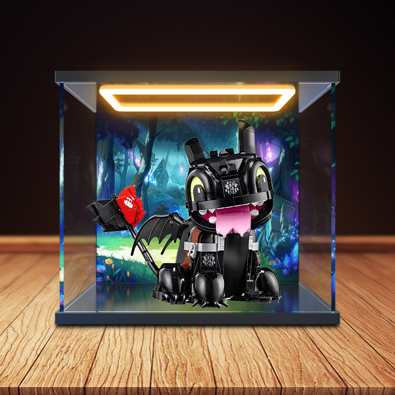 高透亚克力灯光防尘收纳盒适用ICONS系列10375驯龙高手无牙仔拼搭