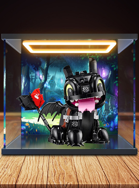 亚克力灯光高透收纳盒 适用ICONS系列10375驯龙高手无牙仔拼搭