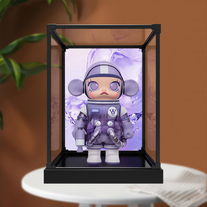 透明收纳盒适用泡泡玛特molly 400%芋见潮玩亚克力合金框架防尘