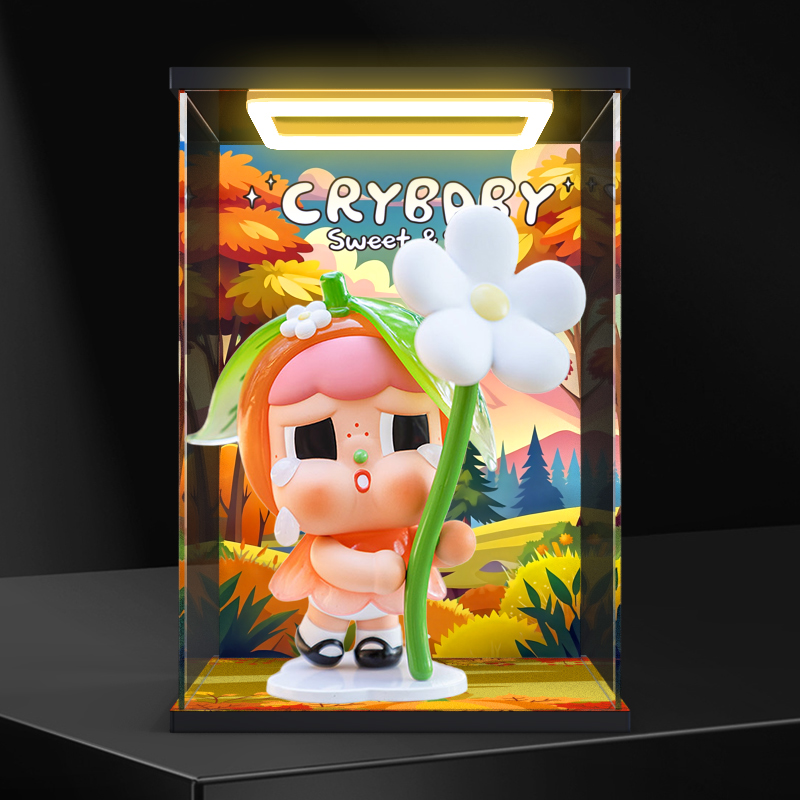 回灯高透收纳盒适用泡泡玛特 Crybaby小哭橘吊卡潮玩手办