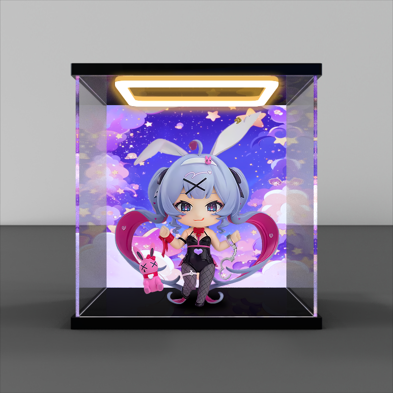 回灯款防尘收纳盒适用AOWOBOX 初音未来 兔子洞粘土人手办展示盒