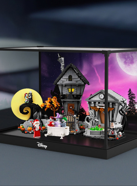 适用乐高IDEAS系列21351蒂姆·波顿的圣诞夜惊魂一体式边框防尘罩