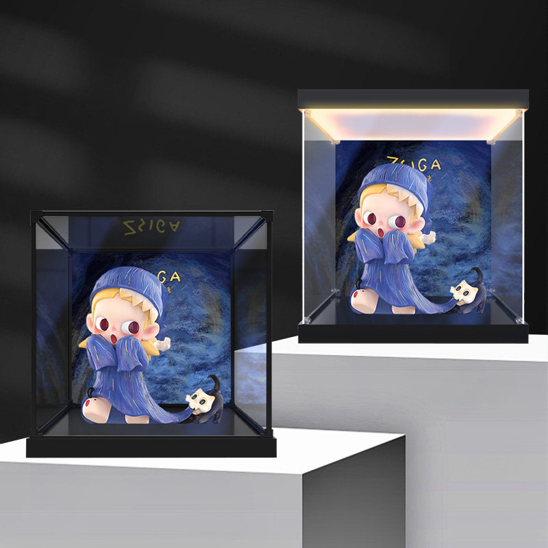 适用泡泡玛特 zsiga惊慌的表演者 手办潮玩亚克力灯光彩绘收纳盒
