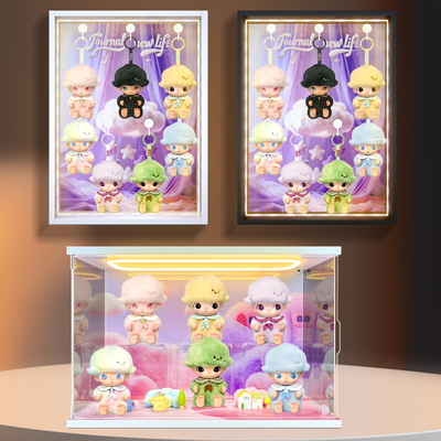 收纳盒适用DIMOO新生日记系列盲盒手办收纳玩具场景相框展示盒