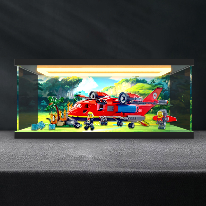 回型灯彩绘款收纳盒适用 乐高城市系列 60413 消防飞机积木玩具