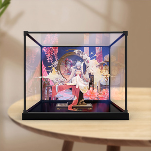 手办模型防尘罩亚克力合金框架收纳盒 Ver 适用洛天依16 木兰辞