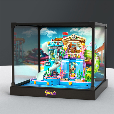 适用乐高42630 心湖城水上乐园玩具积木拼装收纳盒柜亚克力防尘罩