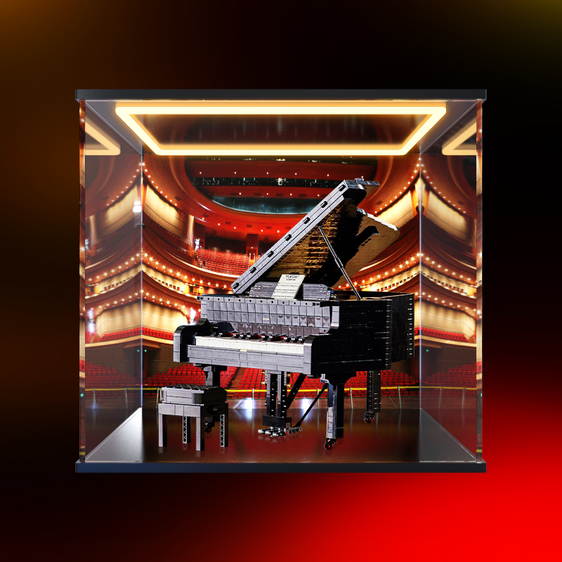 适用 21323钢琴乐高积木模型手办玩具回灯型亚克力展示盒 防尘罩