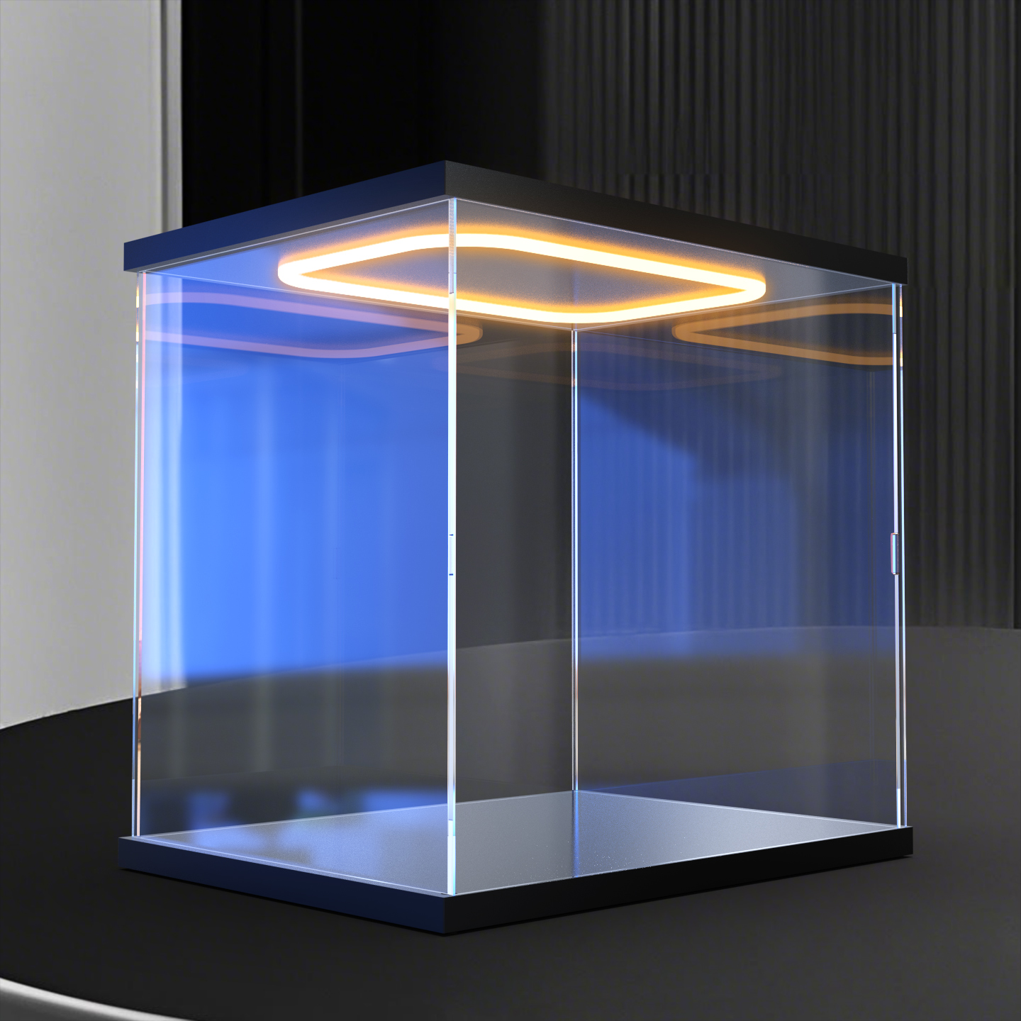 适用多尺寸灯光可开门高清防尘展示柜木制底座亚克力透明收纳盒